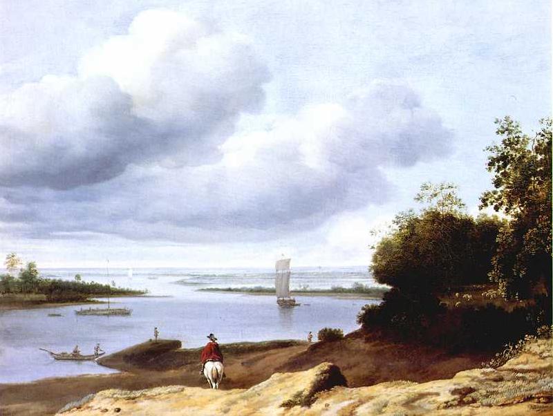 BORSSUM, Anthonie van Extensive River View with a Horseman dgh oil painting picture